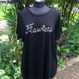 Lane Bryant Woman’s Black “Flawless” T-Shirt Size 18/20 2X with Sequins Leopard